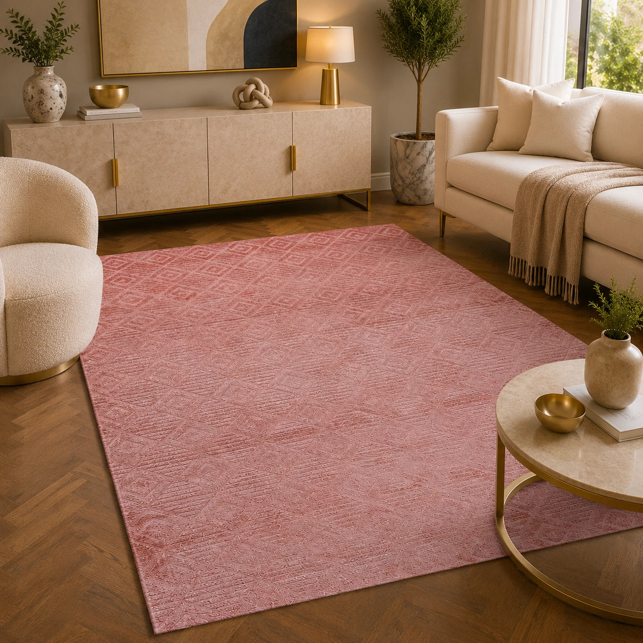 Lucca E645A Pink Modern Area Rug