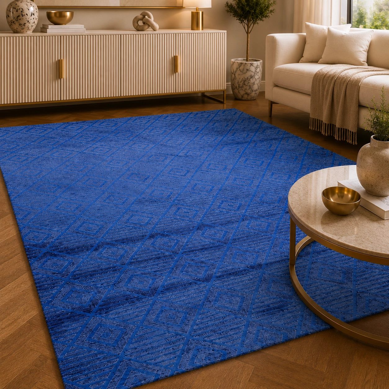 Lucca E645A Blue Modern Area Rug