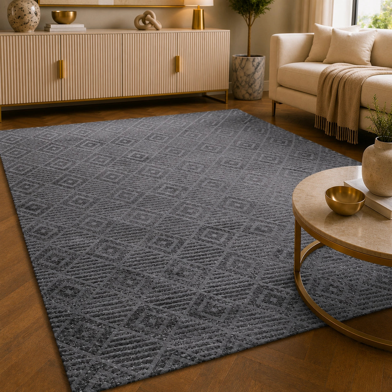 Lucca E645A Dark Grey Modern Area Rug
