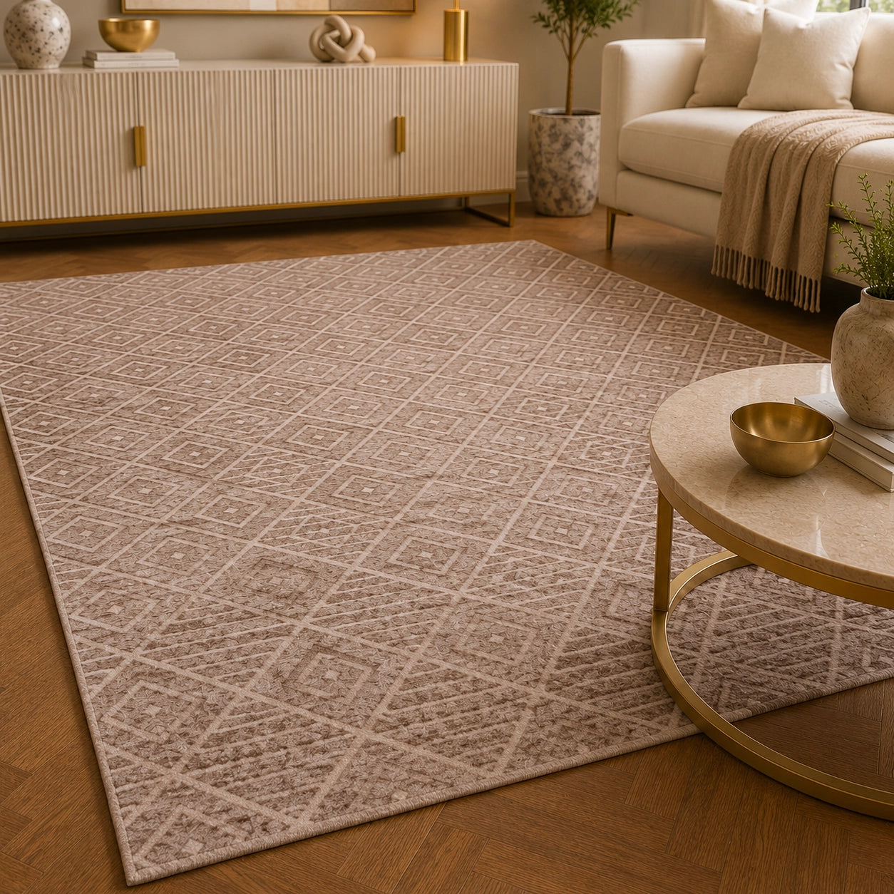 Lucca E645A Toupe Modern Area Rug