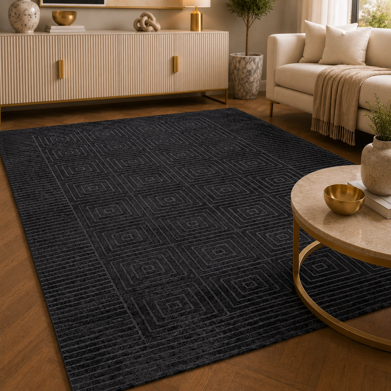 Lucca E646A Anthracite Modern Area Rug