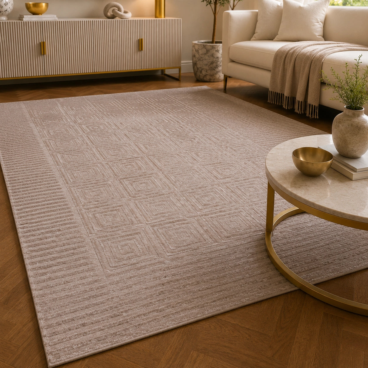 Lucca E646A Beige Modern Area Rug