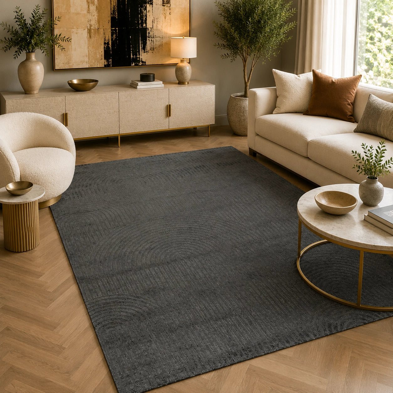 Lucca E652A Dark Grey Dark Grey Modern Area Rug