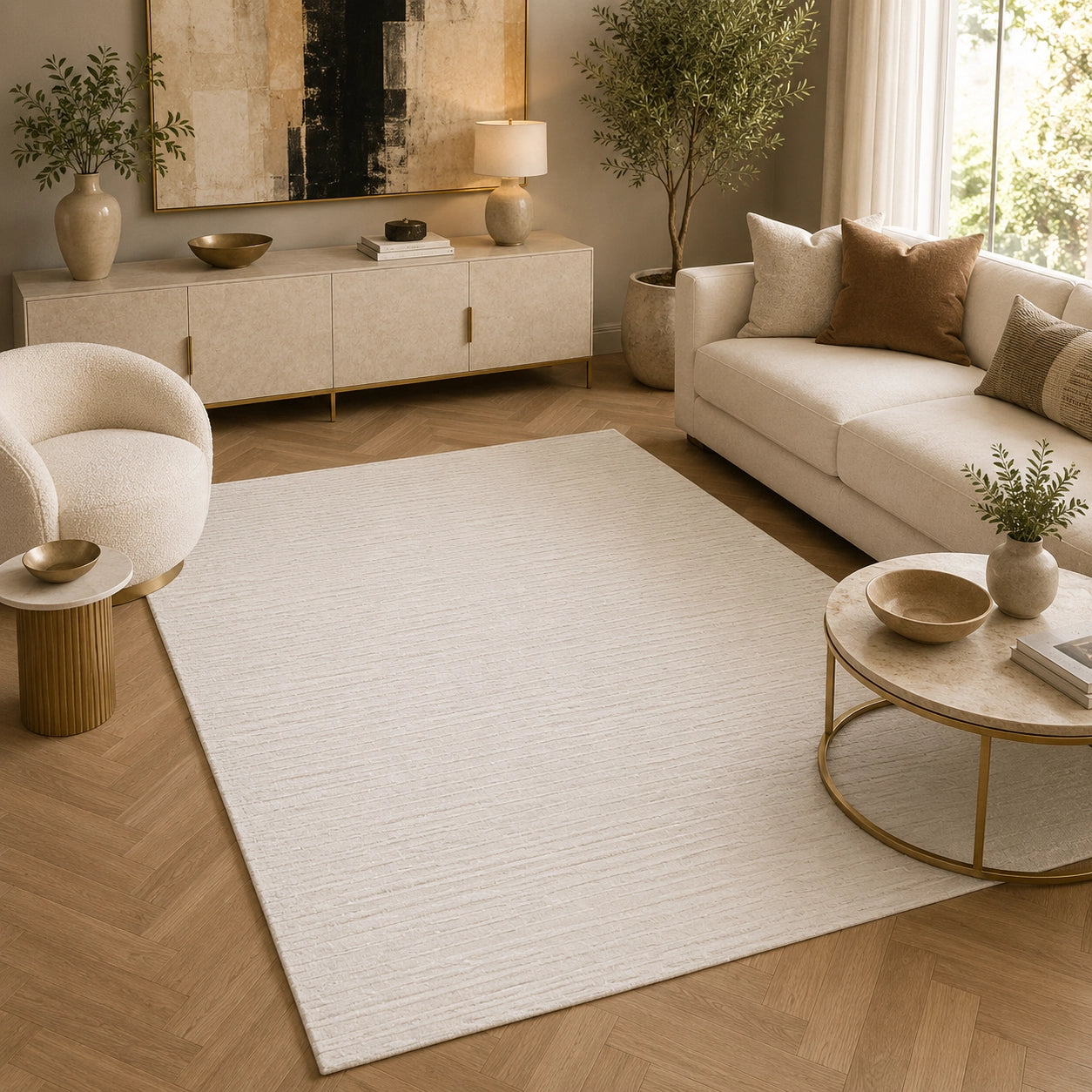 Lucca S806A Cream Camomile Modern Area Rug
