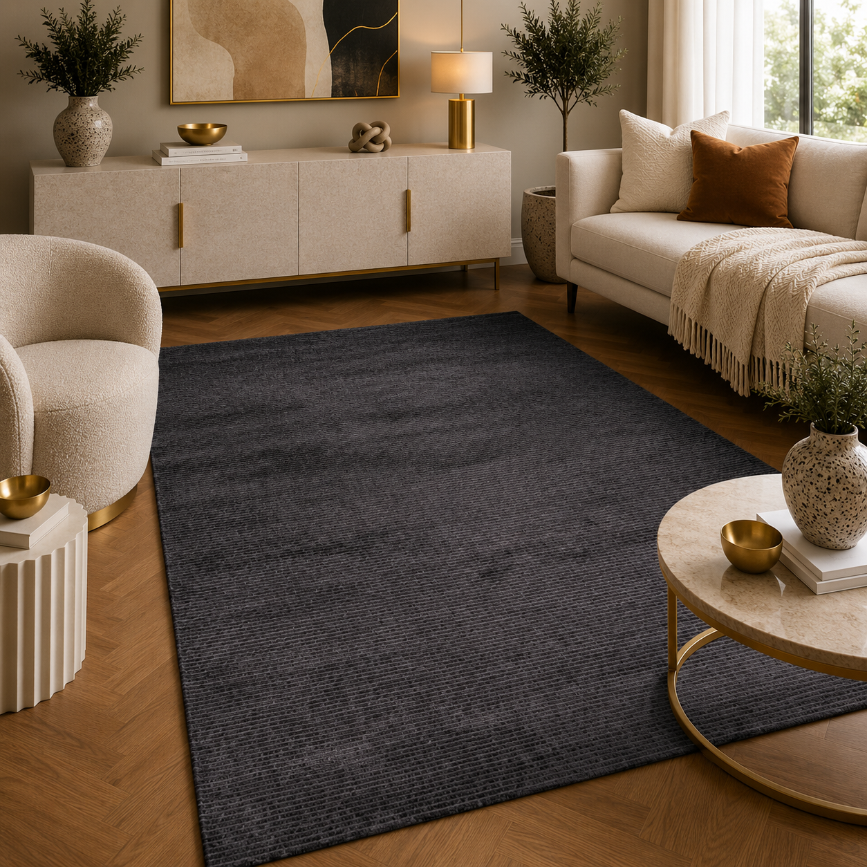 Lucca S900B Anthracite Modern Area Rug