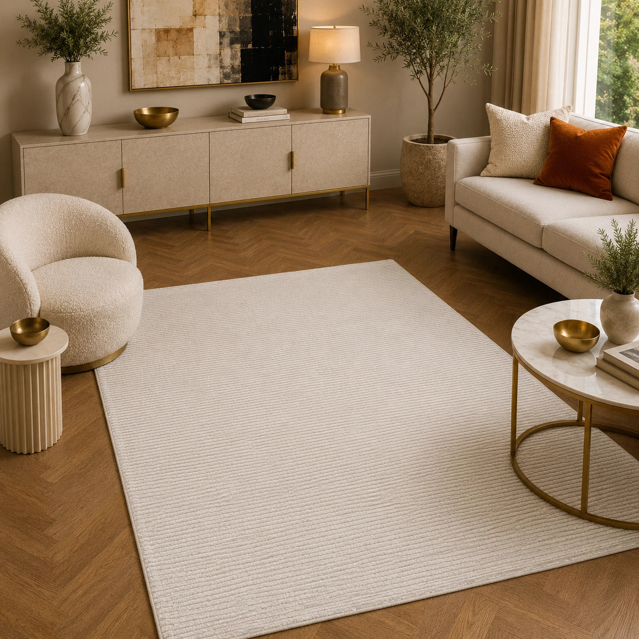 Lucca S900B Cream Camomile Modern Area Rug