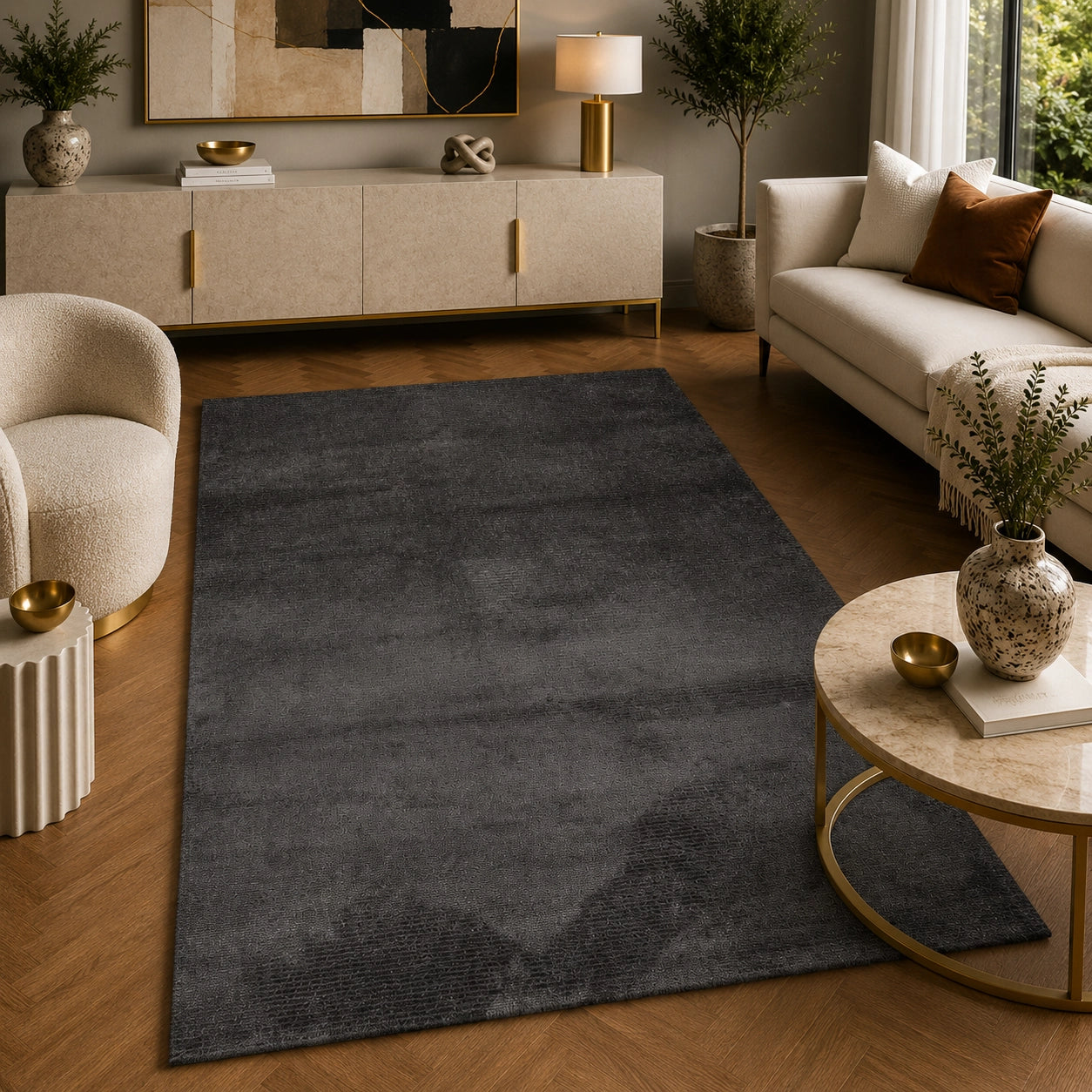 Lucca S900B Dark Grey Modern Area Rug