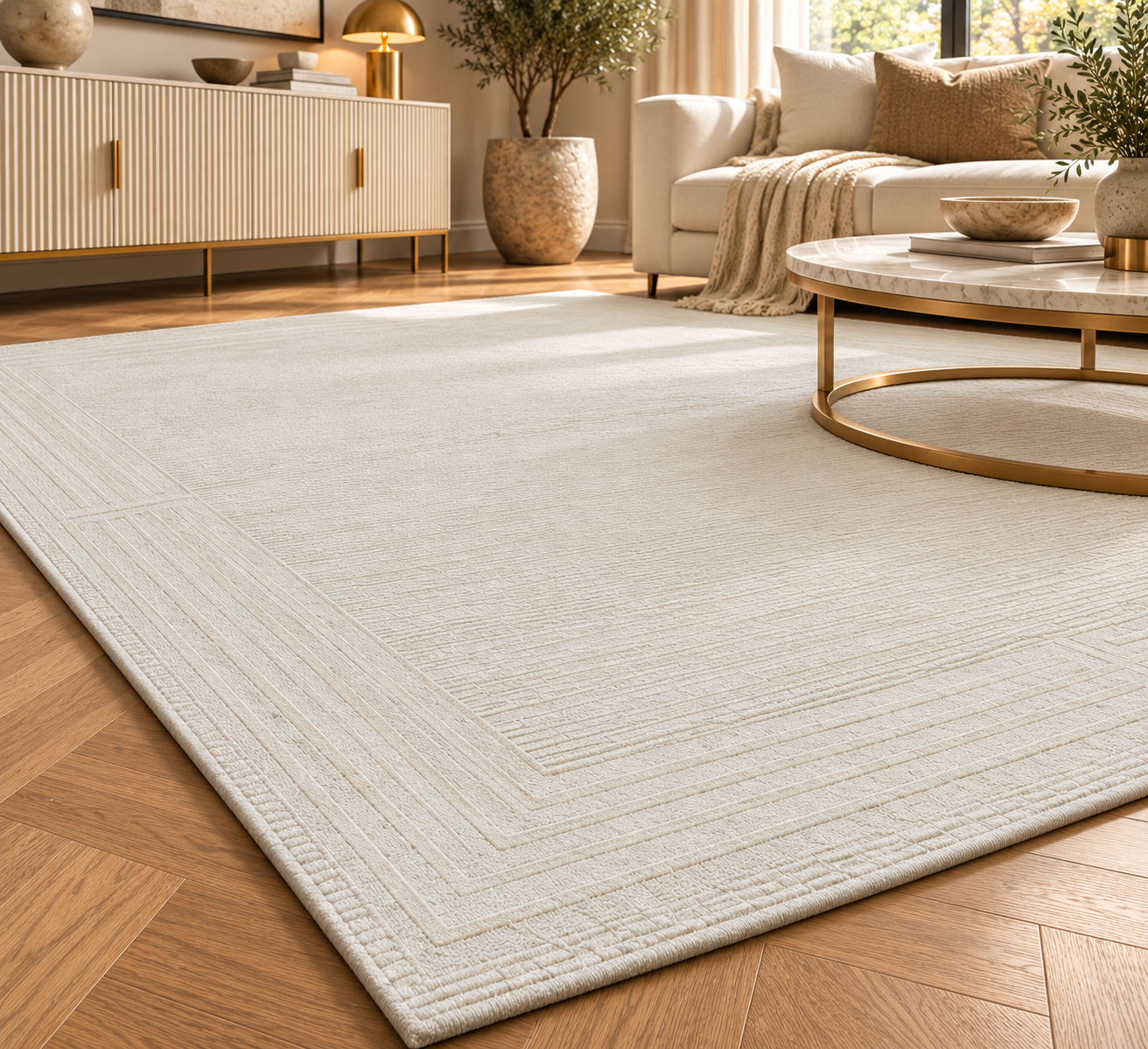 Lucca T326A Cream Cream Modern Area Rug