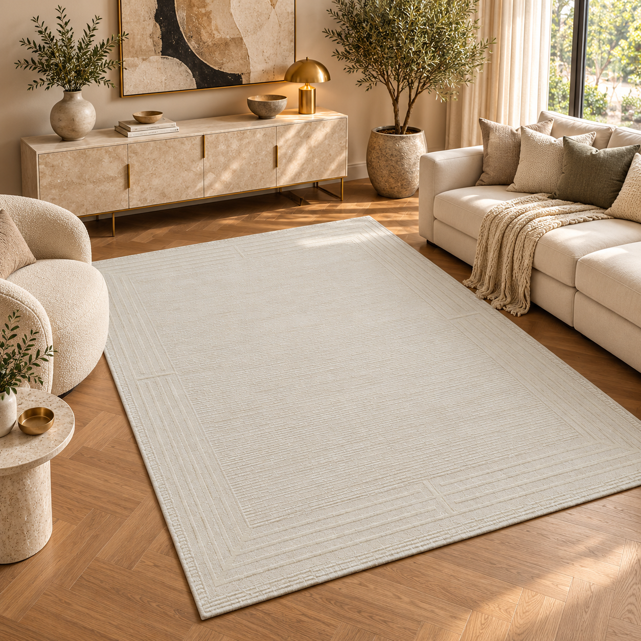 Lucca T326A Cream Cream Modern Area Rug