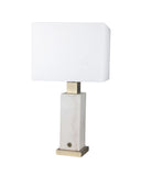 Lumiere Marble Table Lamp with White Shade & Brass Base