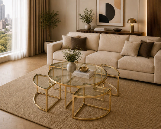 Luther Clear Glass Round Coffee Table Clear Gold