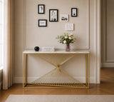 Marie Marble Top Console Table Gold