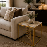 Marie Marble Top Side Table Gold