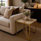 Marie Marble Top Side Table Gold
