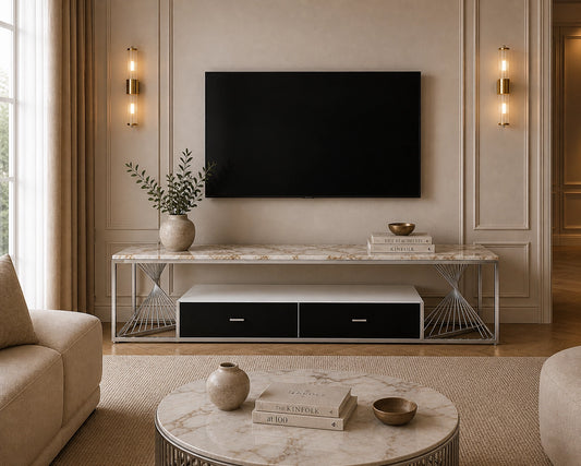Marie Marble Top Tv Stand Silver