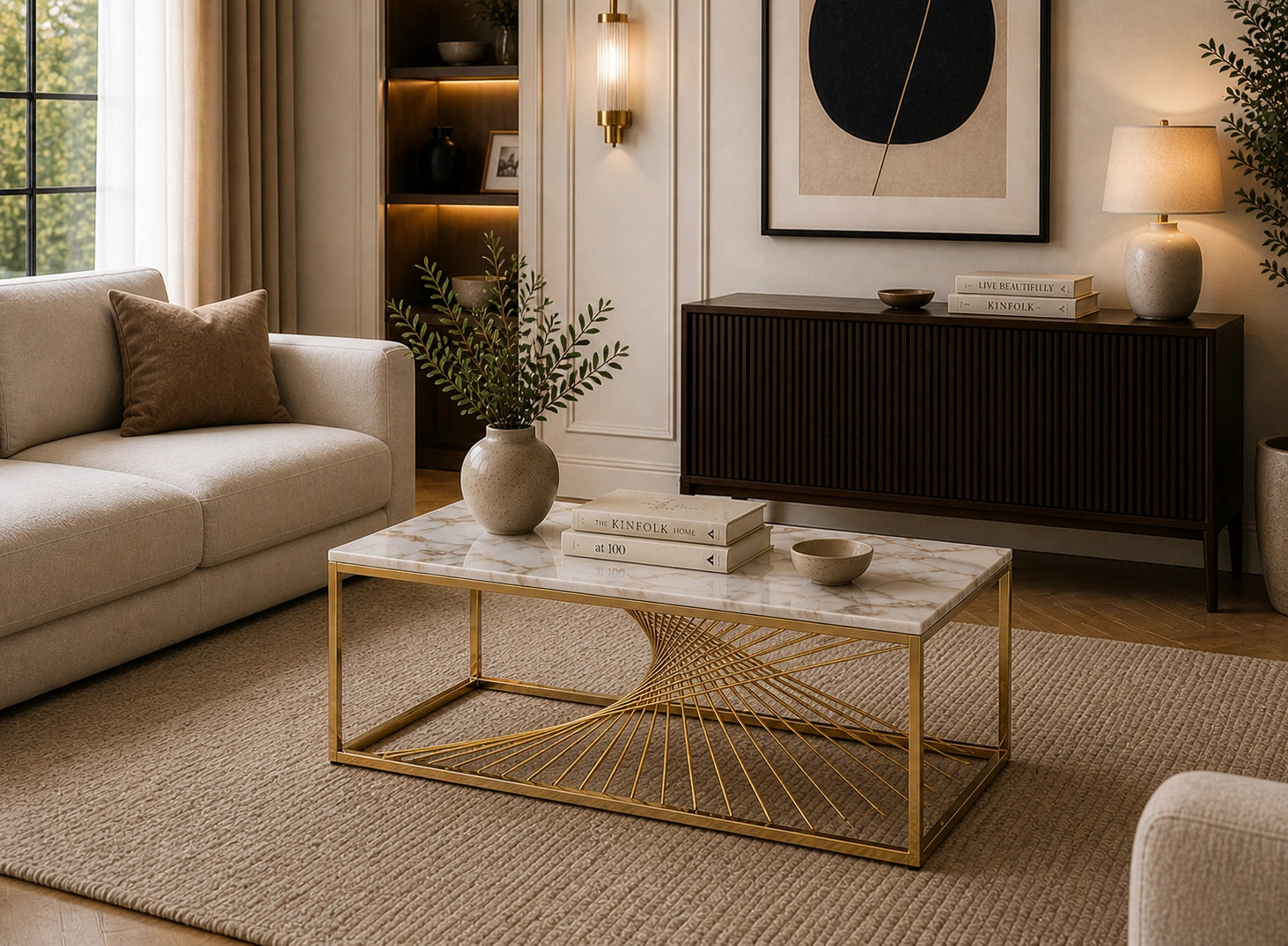 Marie Marble Top Coffee Table Gold