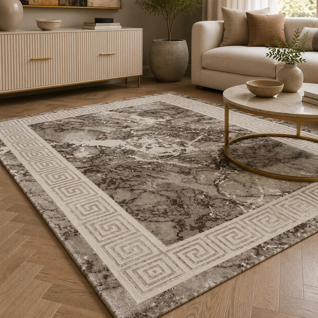 Marmaris D380A Beige V Beige Modern Area Rug