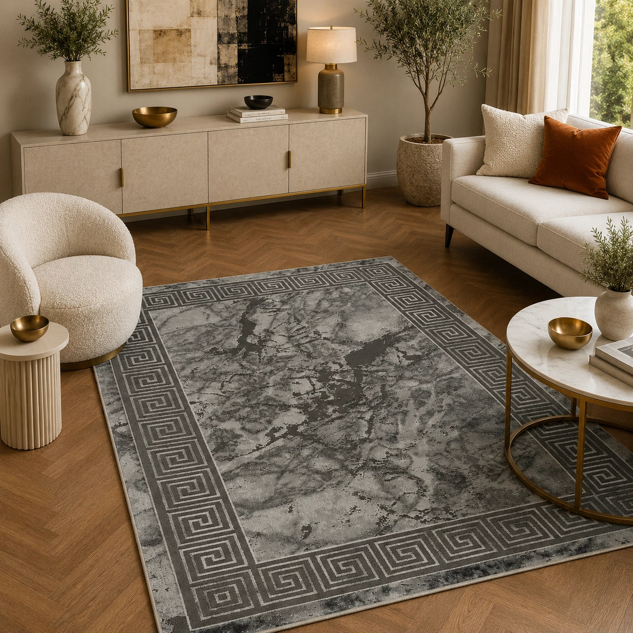 Marmaris D380A Dark Grey V Grey Modern Area Rug
