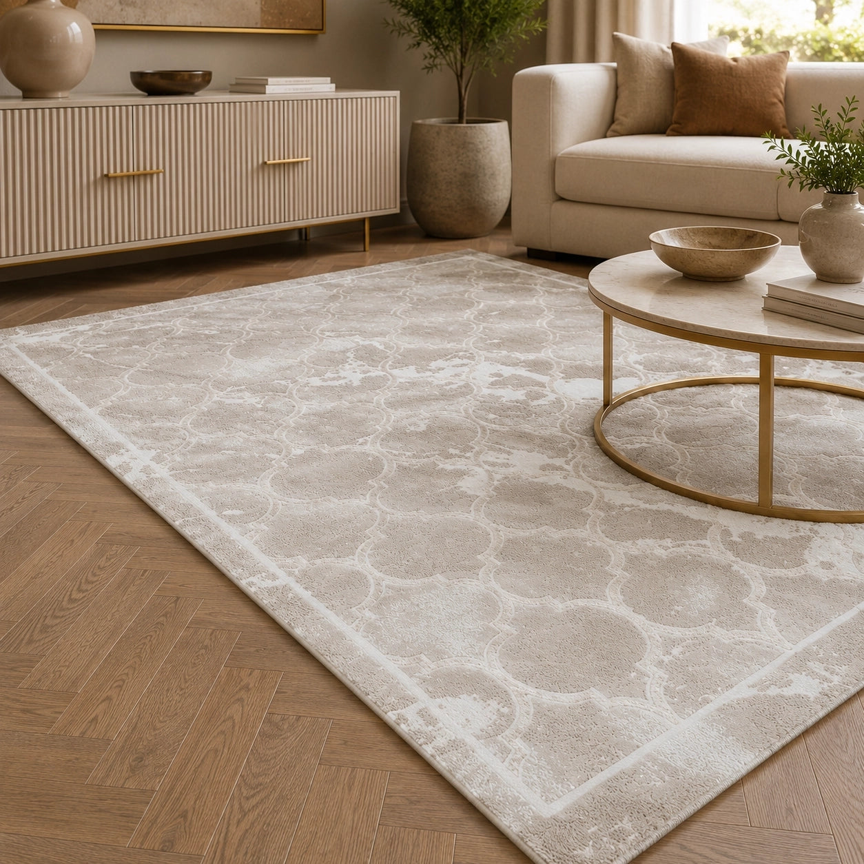 Marmaris D382A Beige V Beige Modern Area Rug