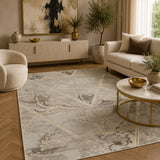 Marmaris D461A Beige V Gold Modern Area Rug
