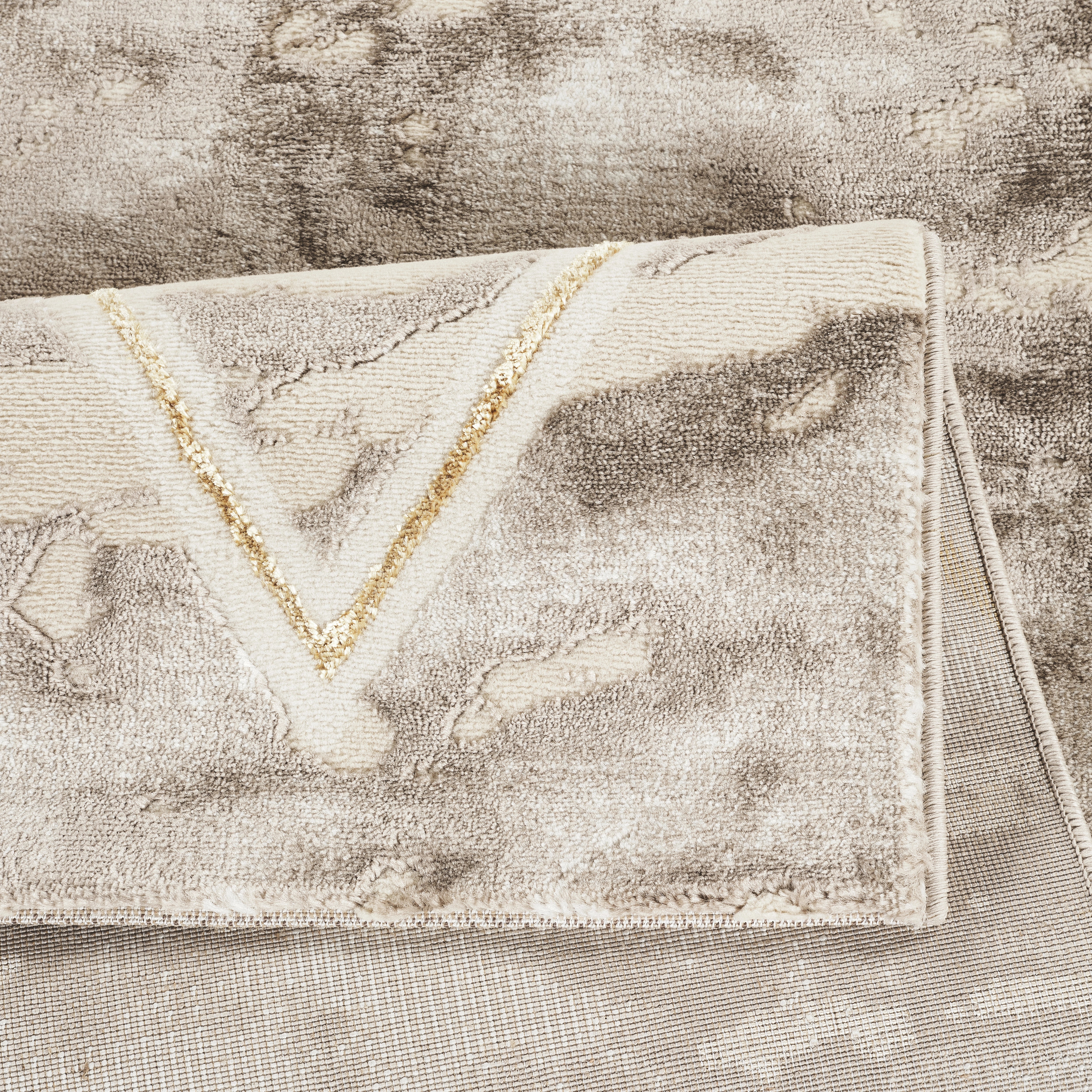 Marmaris D633A Beige V Gold Modern Area Rug