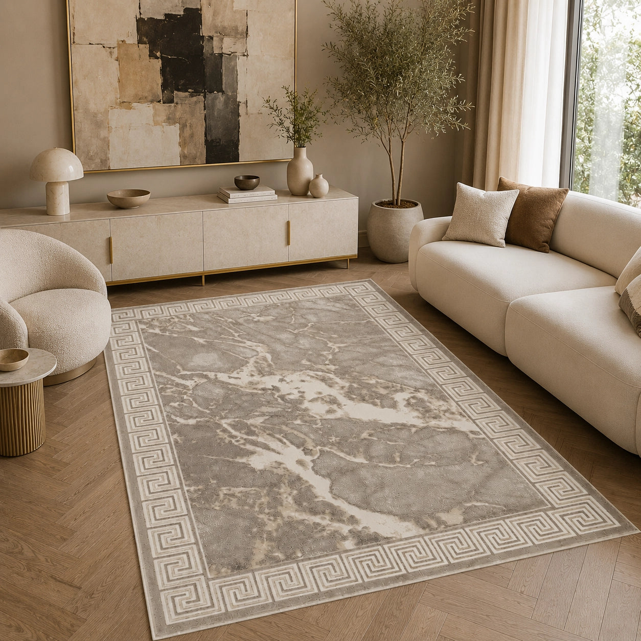 Marmaris D634A Beige V Beige Modern Area Rug