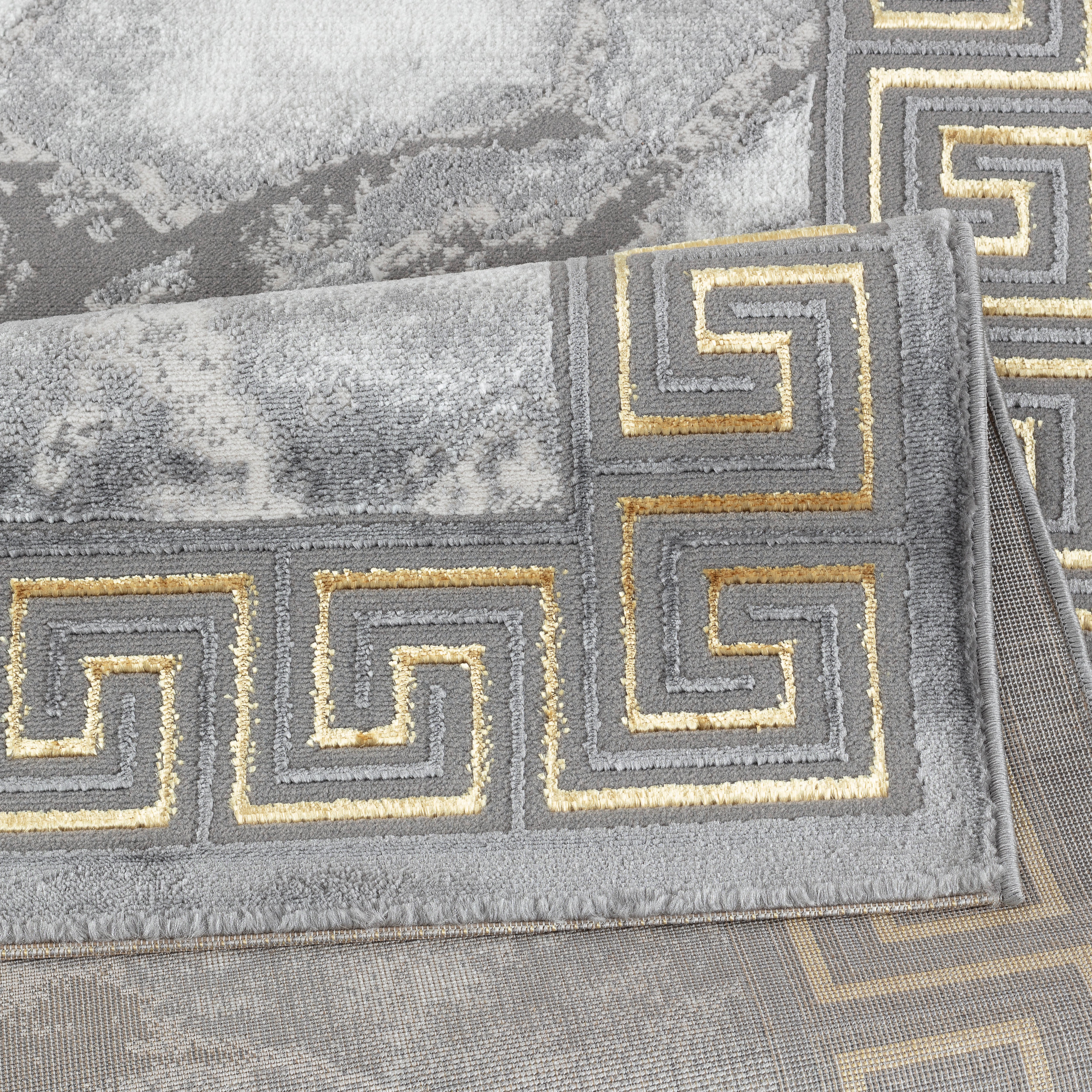 Marmaris D634A Dark grey V Gold Modern Area Rug