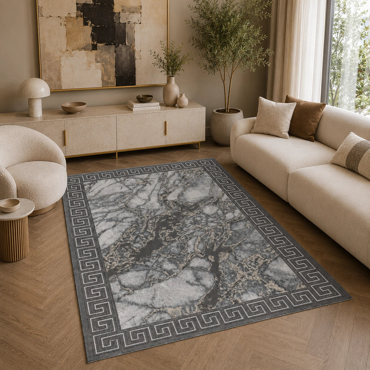 Marmaris D634A Dark Grey V Grey Modern Area Rug