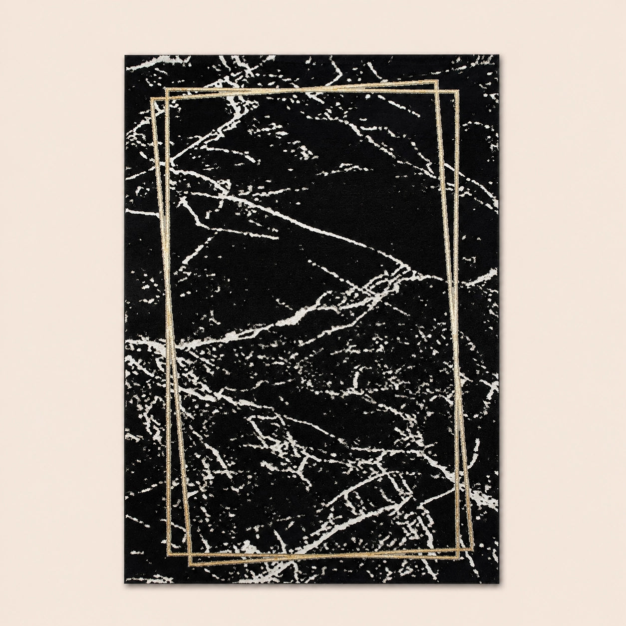 Marmaris E528A Black V Gold Modern Area Rug