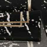 Marmaris E528A Black V Gold Modern Area Rug