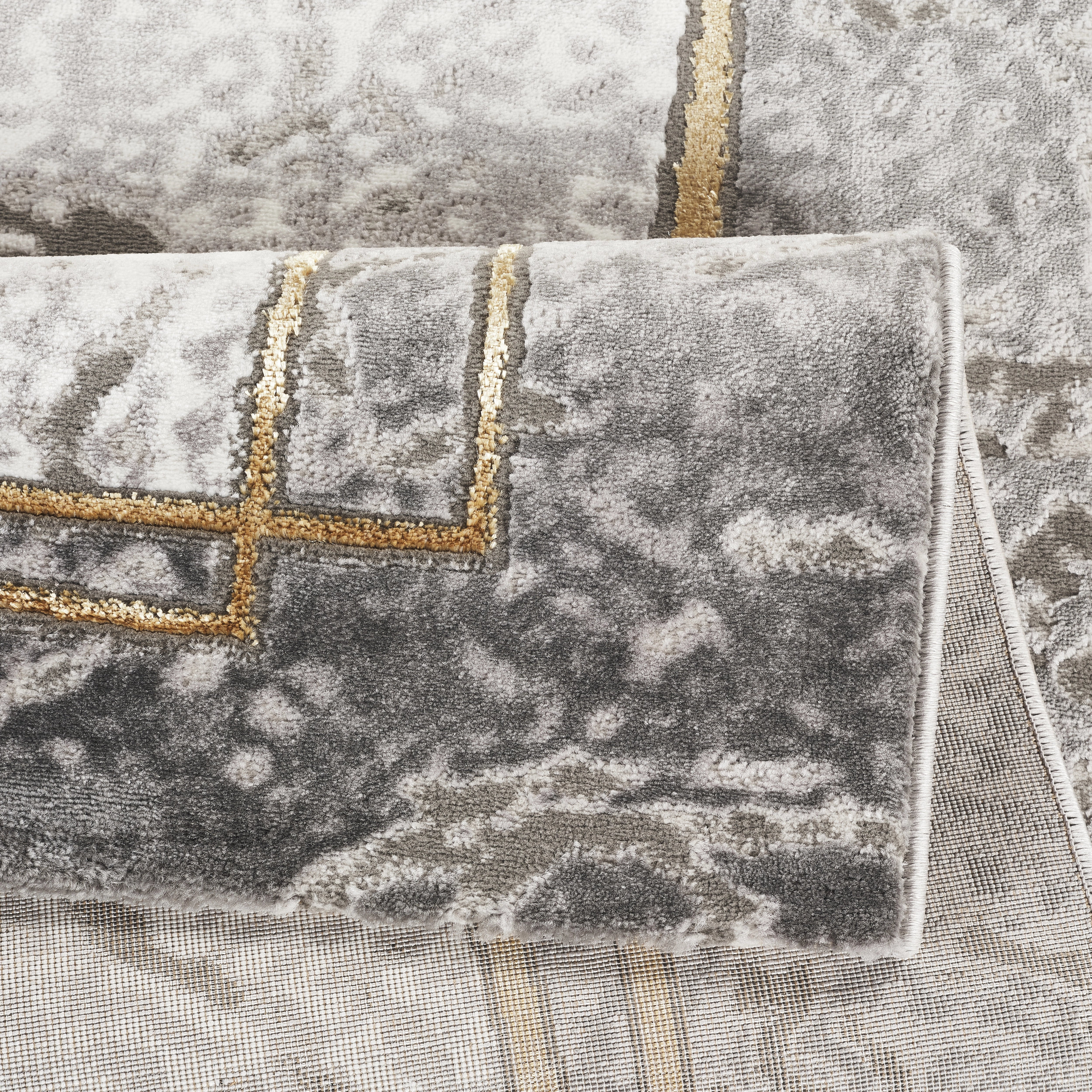 Marmaris E528A Light Grey V Gold Modern Area Rug