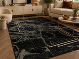 Marmaris E529D Black V Gold Modern Area Rug