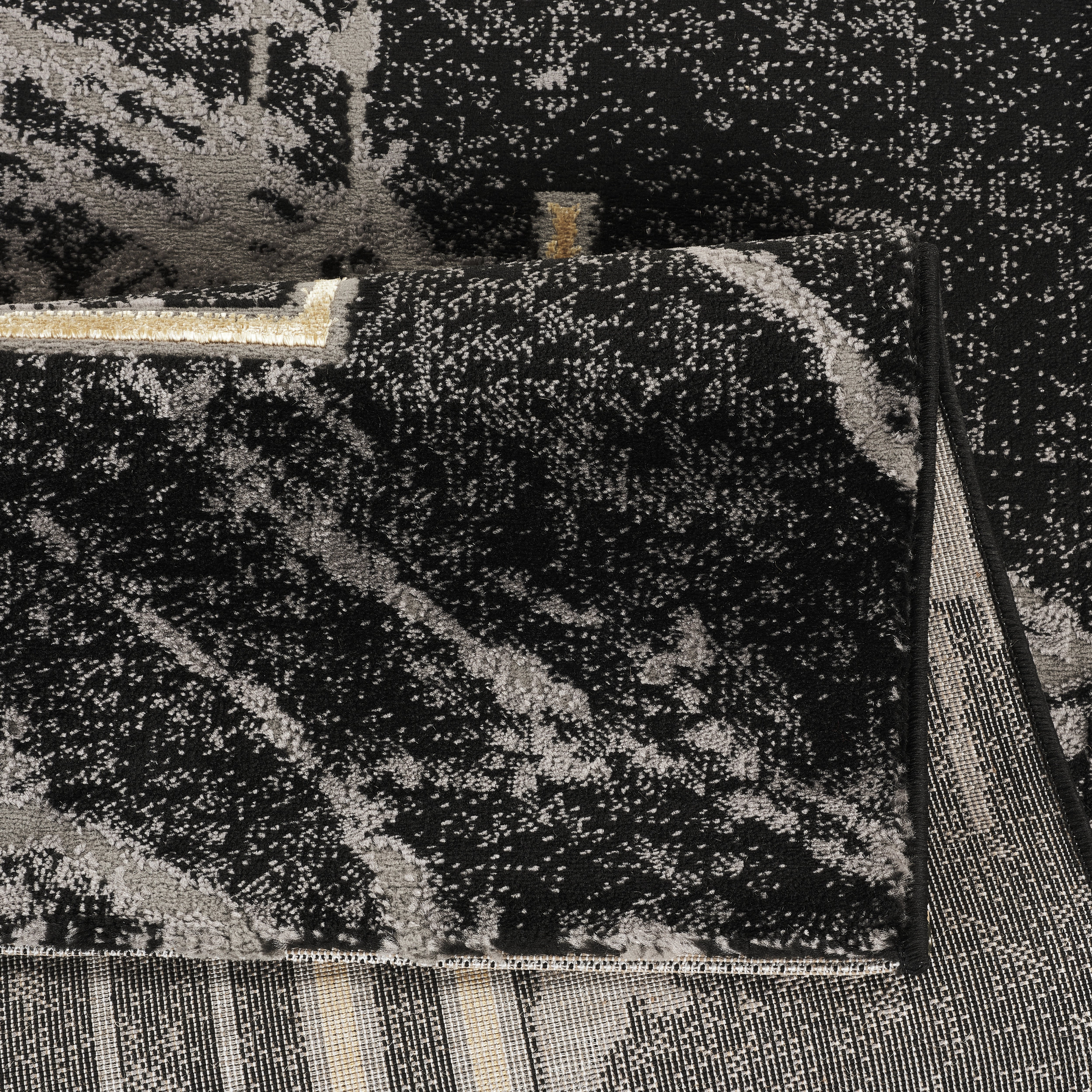 Marmaris E529D Black V Gold Modern Area Rug