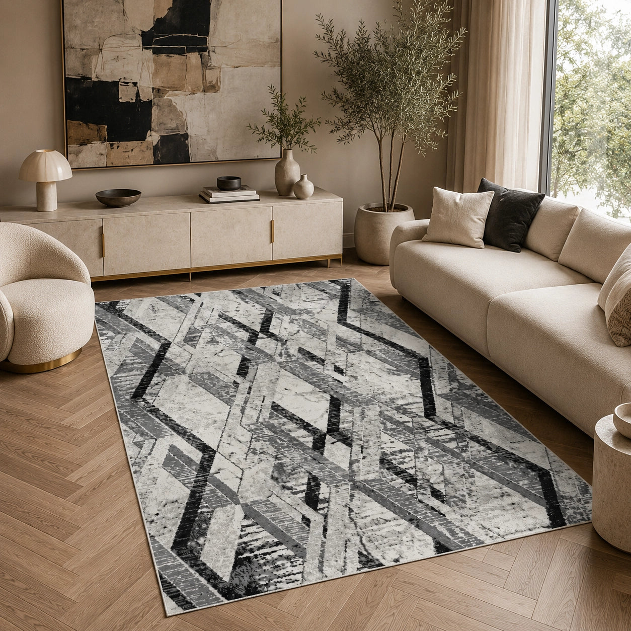 Marmaris E532A Dark Grey V Grey Modern Area Rug