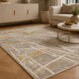 Marmaris E536A Cream V Gold Modern Area Rug
