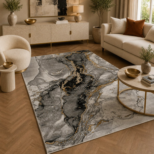 Marmaris T032A Light Grey White Modern Area Rug