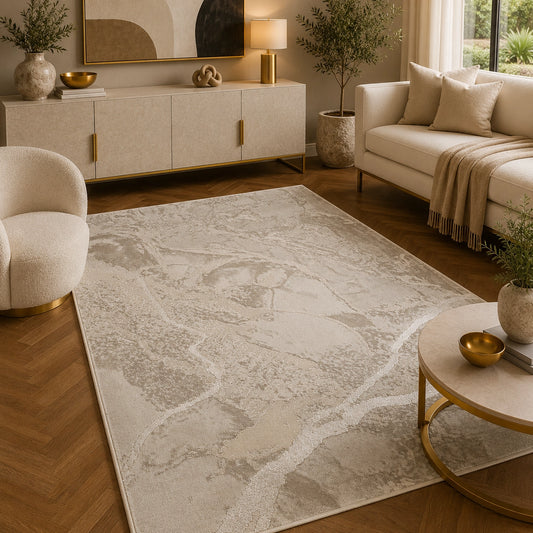 Marmaris T035B Cream Beige Modern Area Rug