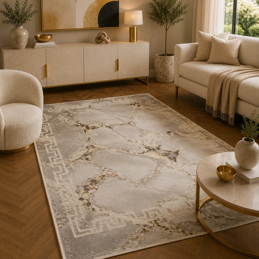 Marmaris T038A Cream Beige Modern Area Rug
