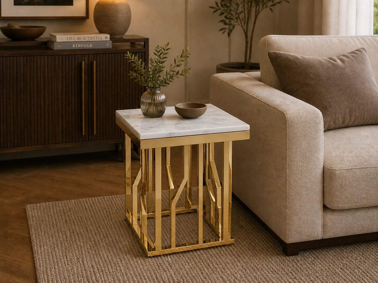 Martin Marble Side Table Gold