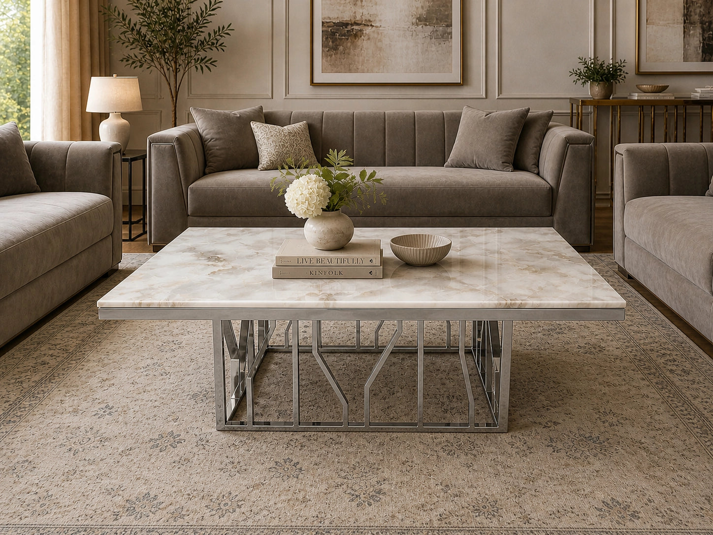 Martin Marble Coffee Table Silver