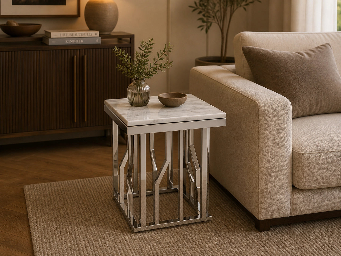 Martin Marble Side Table Silver