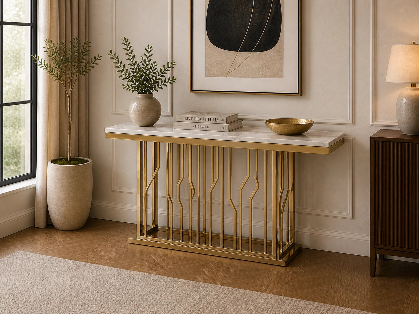 Martin Marble Console Table Gold