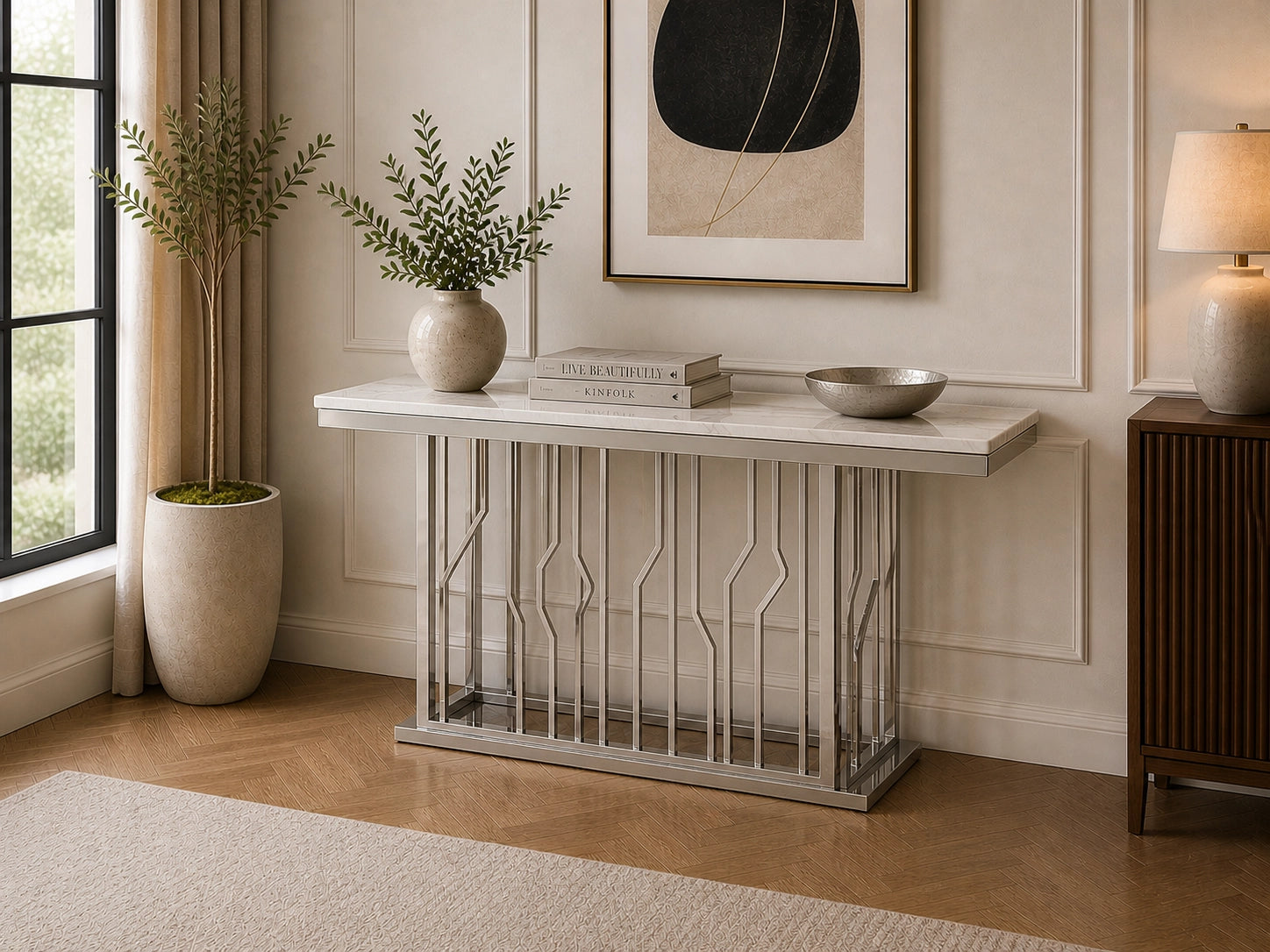 Martin Marble Console Table Silver