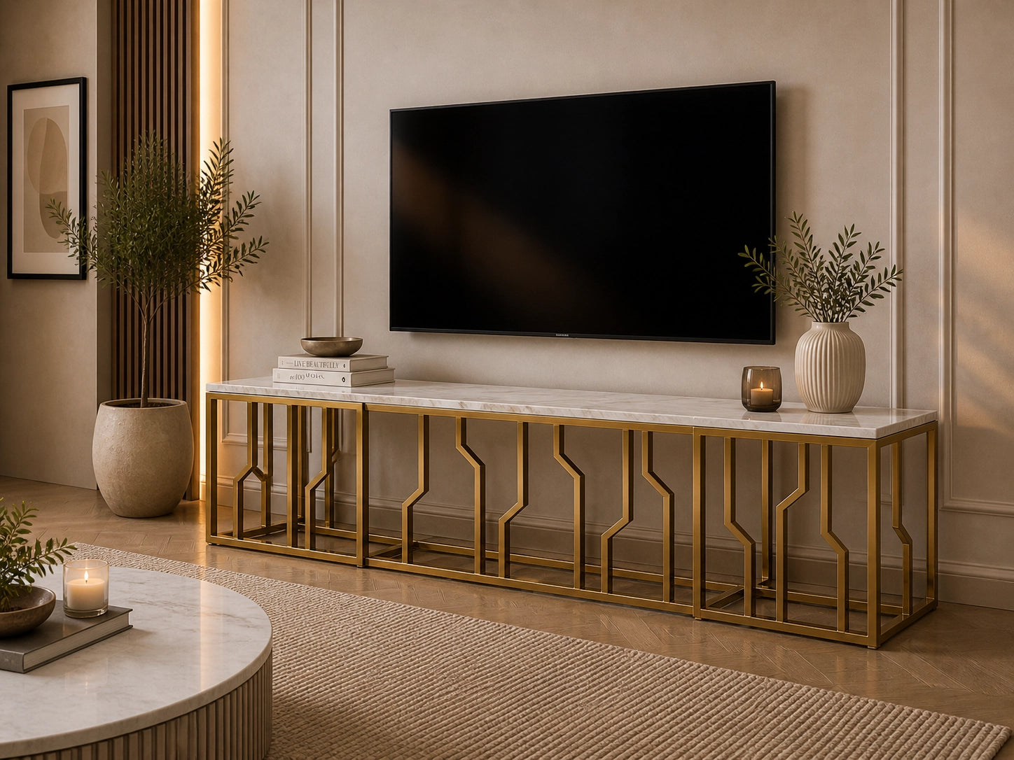 Martin Marble Tv Unit Gold