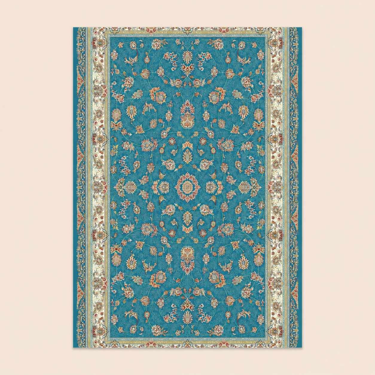 Mashad 722130 Traditional Persian Area Rug Blue