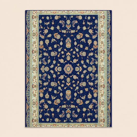 Mashad 722130 Traditional Persian Area Rug Dark Blue