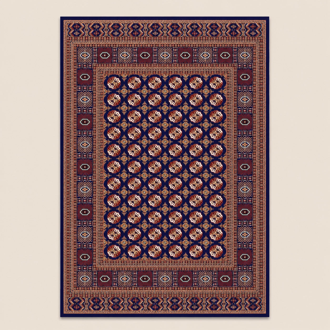 Mashad 722417 Traditional Persian Area Rug Dark Blue