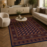 Mashad 722417 Traditional Persian Area Rug Dark Blue
