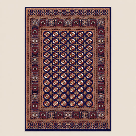 Mashad 722417 Traditional Persian Area Rug Dark Blue