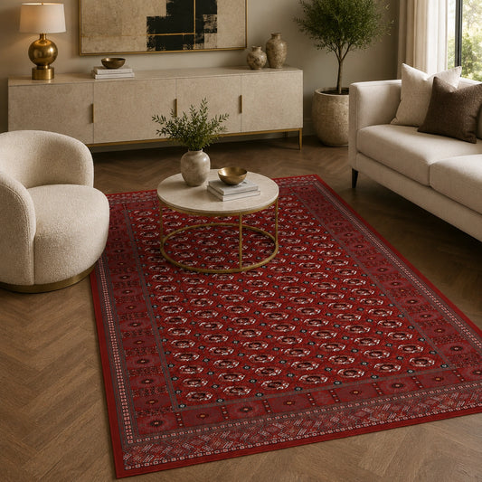 Mashad 722417 Traditional Persian Area Rug Red